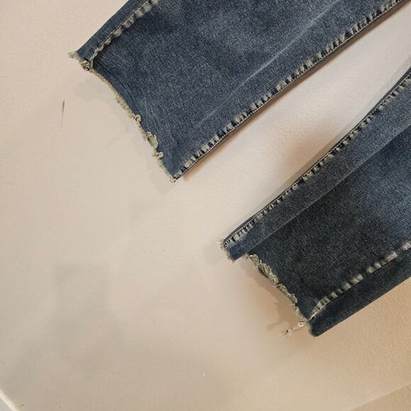 Flamingo Wide Leg Frayed Hem Jeans Size Medium - Picture 2 of 6